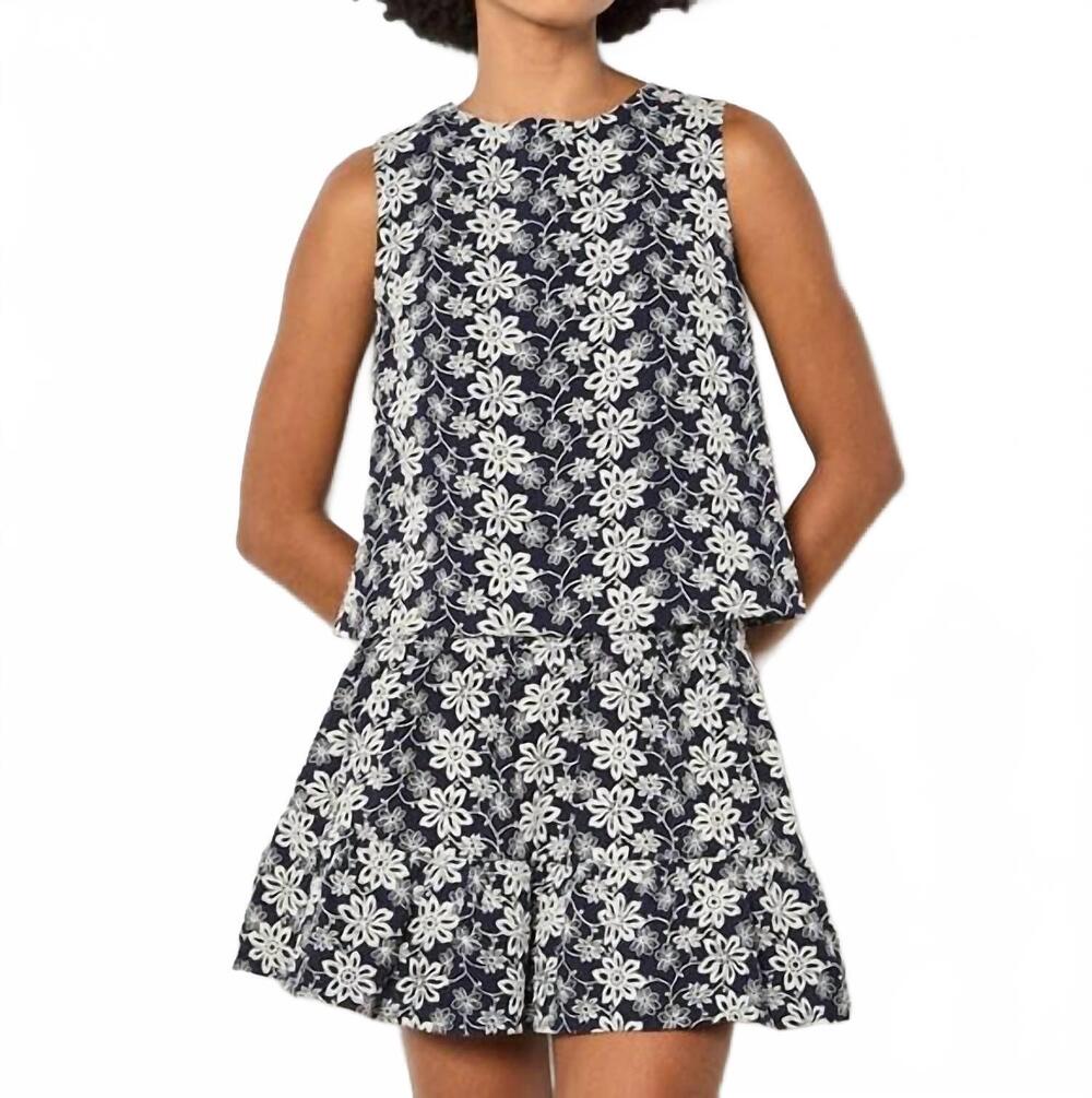 NEW APRICOT embroidered floral top in navy